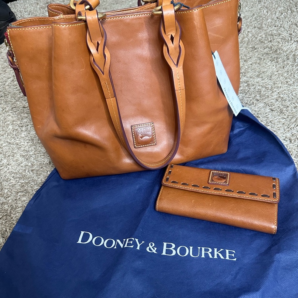 *SOLD* Dooney & Bourke Tan Florentine Leather Bag & Matching Wallet, Dust Bag